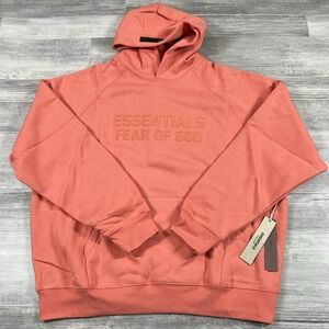 Fear Of God Essentials Hoodie Coral‎ Men's Size XL 192SU222052F Unisex NWT